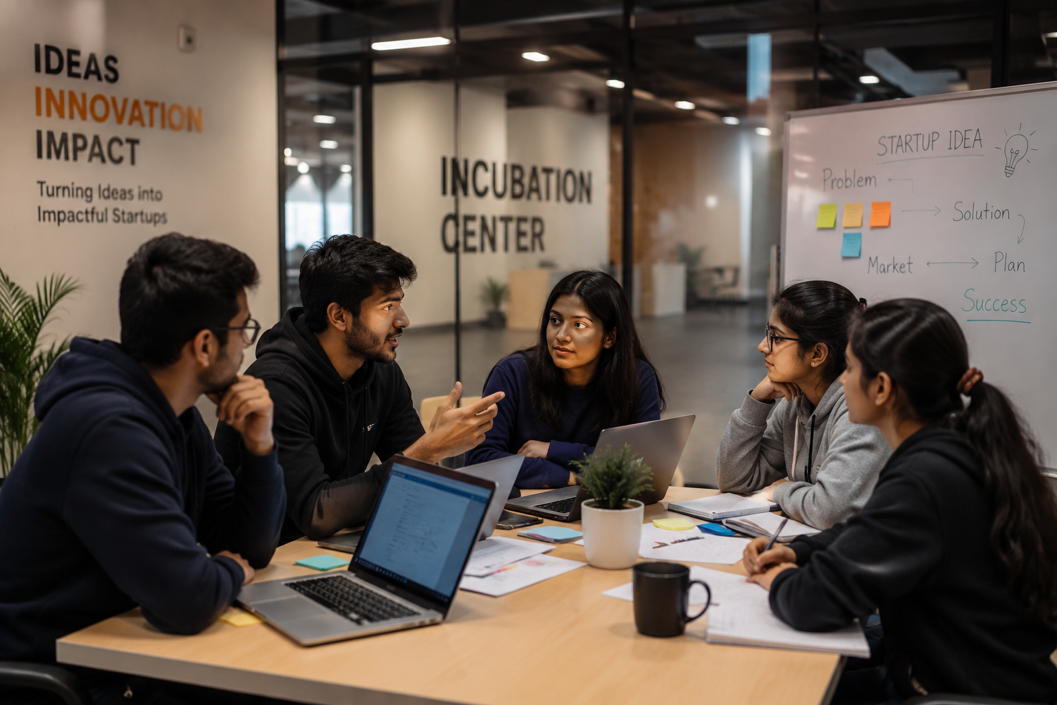 Students discussing startup ideas